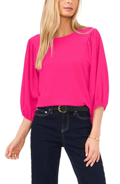 Shop Vince Camuto Crinkled Puff Three-quarter Sleeve Top In Modern Pink