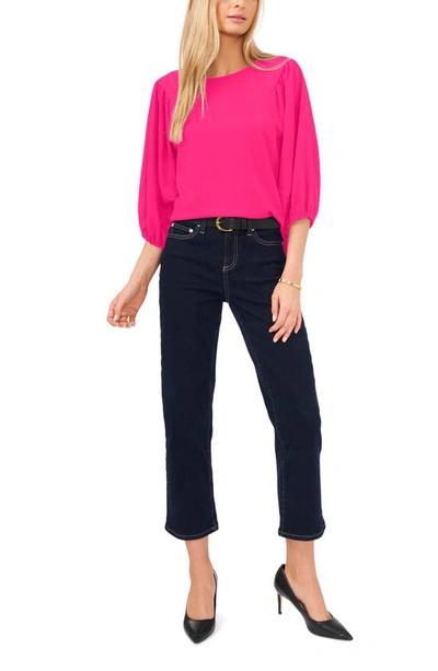 Shop Vince Camuto Crinkled Puff Three-quarter Sleeve Top In Modern Pink