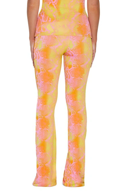 Shop Naked Wardrobe The Boot Up Snakeskin Print Bootcut Pants In Neon Snakeskin