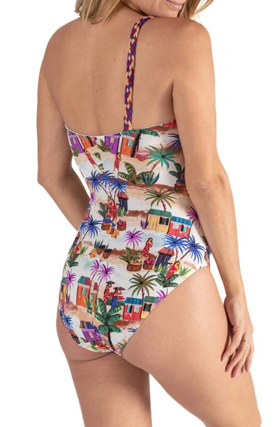 Shop Cache Coeur Playa One-shoulder One-piece Maternity Swimsuit In Multicolor