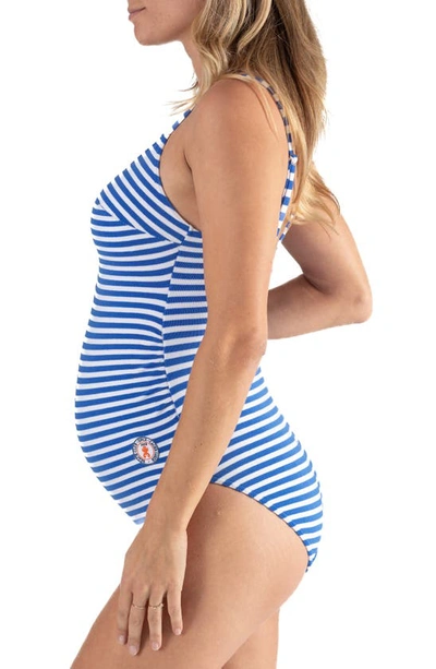 Shop Cache Coeur Belle Maternity/nursing One-piece Swimsuit In Multicolor
