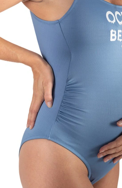 Shop Cache Coeur Ocean Beach Maternity One-piece Swimsuit In Blue