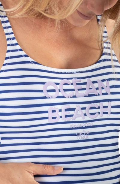 Shop Cache Coeur Ocean Beach Maternity One-piece Swimsuit In White/ Marine