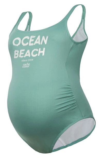 Shop Cache Coeur Ocean Beach Maternity One-piece Swimsuit In Green