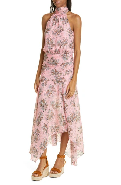 Shop Veronica Beard Leia Paisley Asymmetric Silk Maxi Dress In Peony Multi