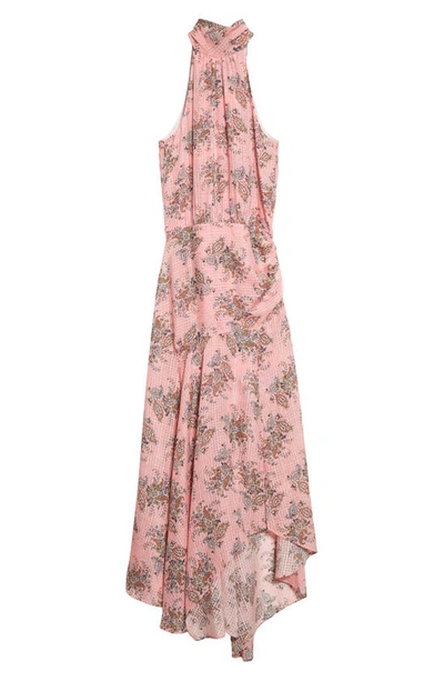 Shop Veronica Beard Leia Paisley Asymmetric Silk Maxi Dress In Peony Multi