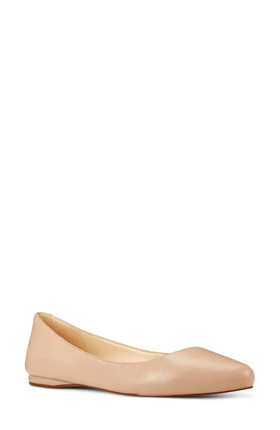 Shop Nine West Speak Up Pointed Toe Flat In Nude Leather