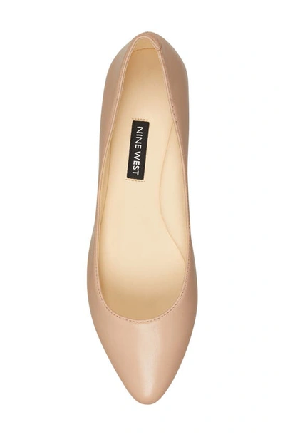 Shop Nine West Speak Up Pointed Toe Flat In Nude Leather