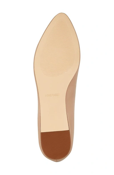 Shop Nine West Speak Up Pointed Toe Flat In Nude Leather