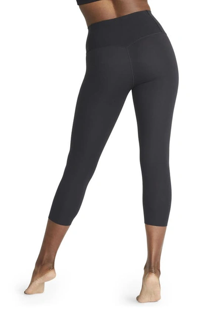 Shop Nike Zenvy Gentle Support High Waist Crop Leggings In Black/ Black