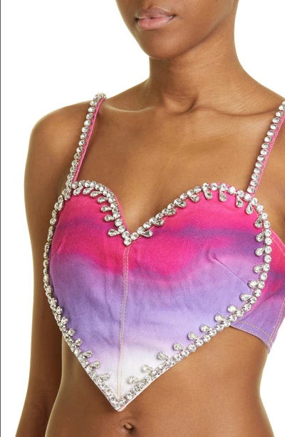 Shop Area Crystal Detail Ombré Heart Top In Pink Multi