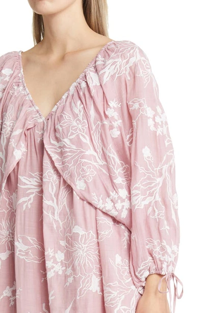 Shop Btfl-life Cheryl Floral Long Sleeve Babydoll Minidress In Pink