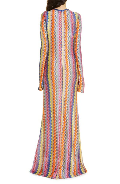 Shop Alexis Zoey Chevron Stripe Long Sleeve Maxi Dress In Sunrise