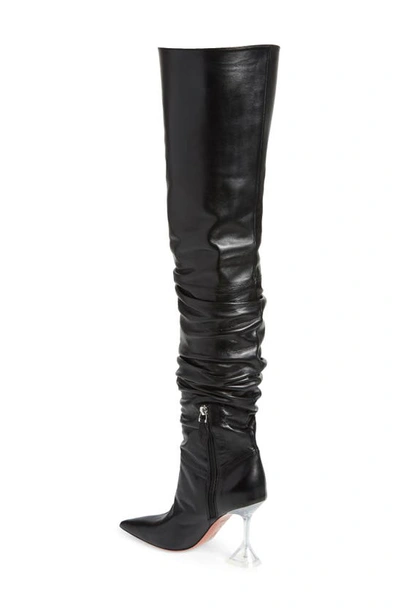 Shop Amina Muaddi Olivia Glass Pointed Toe Over The Knee Boot In Black