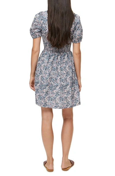 Shop Michael Stars Jude Floral Print Smocked Dress In Admiral Floral
