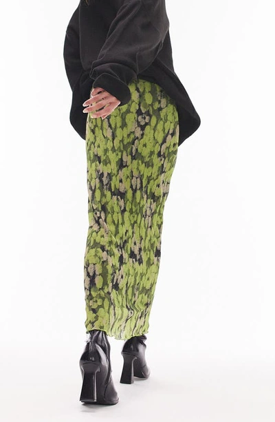 Shop Topshop Floral Mesh Skirt In Light Green