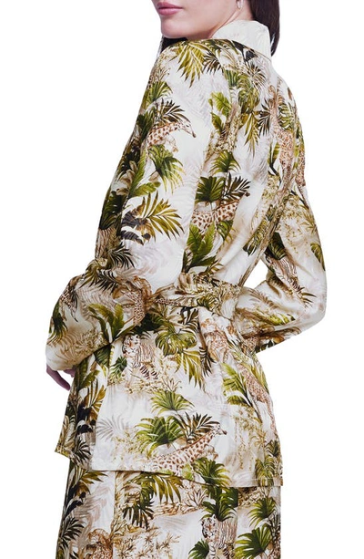 Shop L Agence Ciara Wrap Jacket In Antique Wht Mlt Vintage Safari