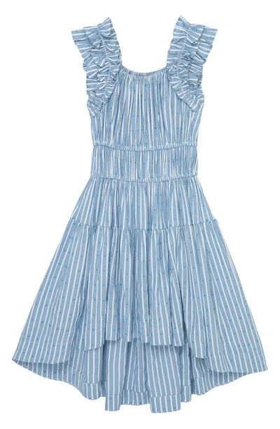 Shop Habitual Kids' Stripe Ruffle High-low Dress In Indigo