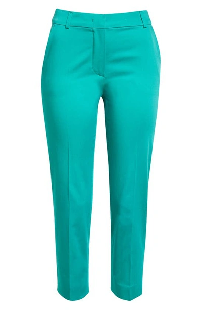 Shop Max Mara Lince Narrow Stretch Cotton Ankle Trousers In Pastel Green