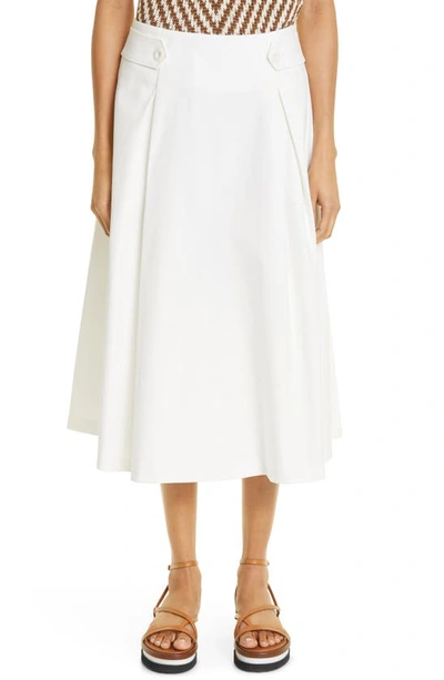 Shop Max Mara Toledo Stretch Cotton A-line Skirt In White