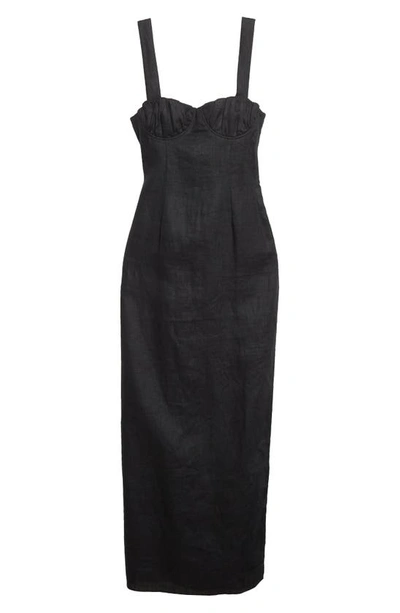 Shop Sir Bettina Underwire Linen Dress In Black
