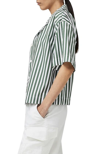 Shop Rag & Bone Reed Stripe Boxy Cotton Button-up Shirt In Green Stripe