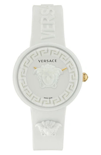 Shop Versace Medusa Pop Silicone Watch, 39mm In White