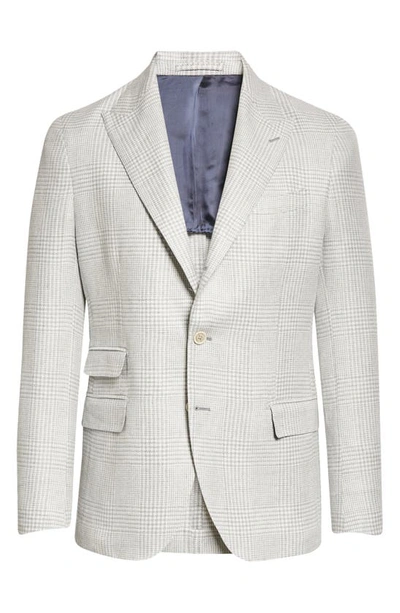 Shop Eleventy Prince Of Wales Plaid Linen, Wool & Silk Sport Coat In Grey Multi
