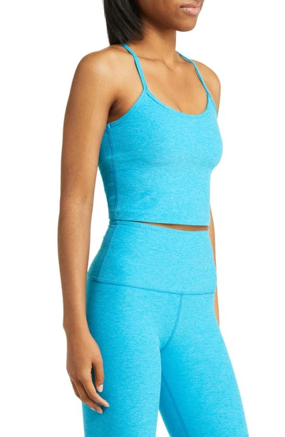 Shop Beyond Yoga Space Dye Slim Racerback Crop Tank In Blue Glow Heather