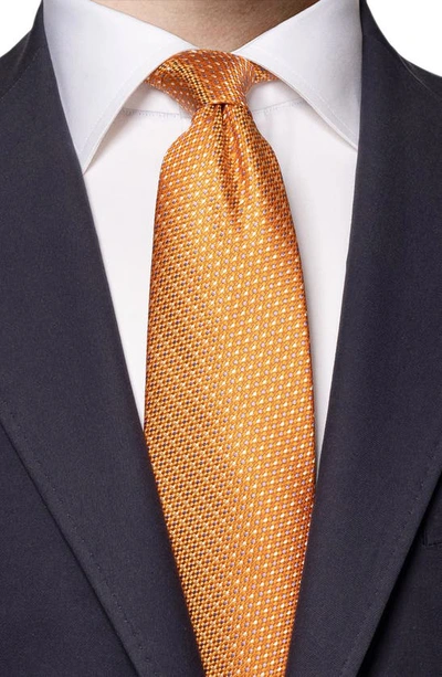 Shop Eton Neat Silk Tie In Medium Orange
