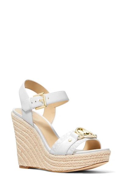 Shop Michael Michael Kors Rory Espadrille Platform Wedge Sandal In Optic White