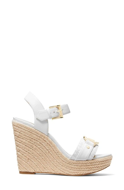 Shop Michael Michael Kors Rory Espadrille Platform Wedge Sandal In Optic White