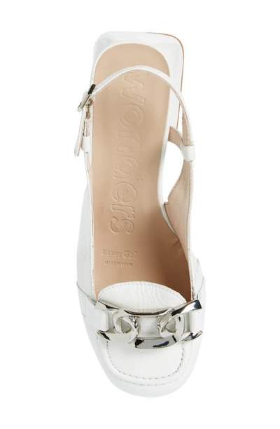 Wonders Chain Detail Slingback Pump In White Patent