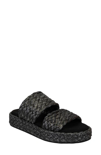 Shop Naked Feet Santorini Espadrille Platform Slide Sandal In Black
