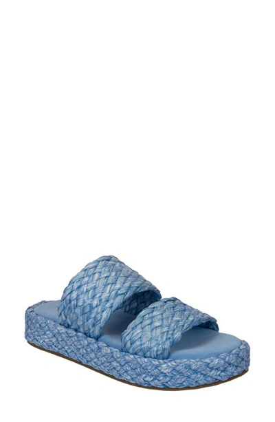 Shop Naked Feet Santorini Espadrille Platform Slide Sandal In Light Blue