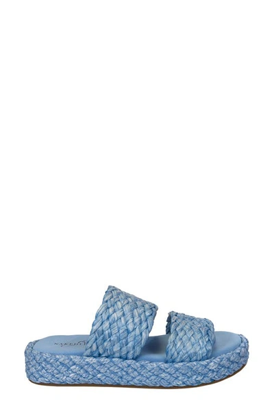 Naked Feet Santorini Espadrille Platform Slide Sandal In Light Blue