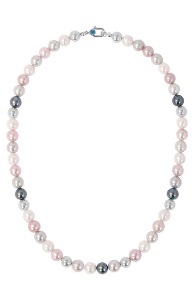 Shop Polite Worldwide Multicolor Freshwater Pearl Necklace In Sterling Silver Rhodium