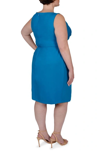 Shop Mayes Nyc Adele Ruched Sheath Dress In Blue