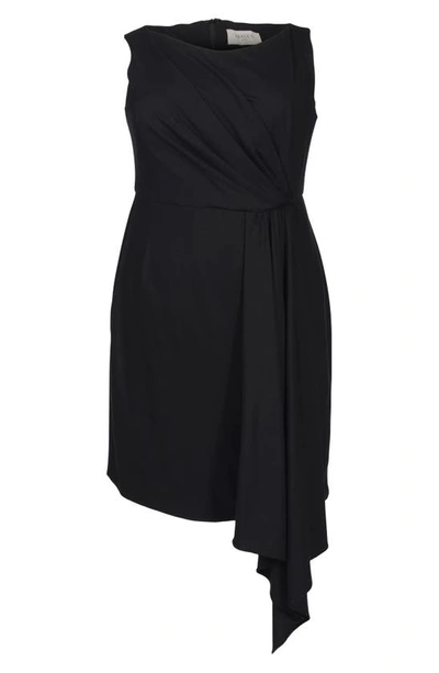 Shop Mayes Nyc Adele Draped Asymmetric Sheath Dress In Black