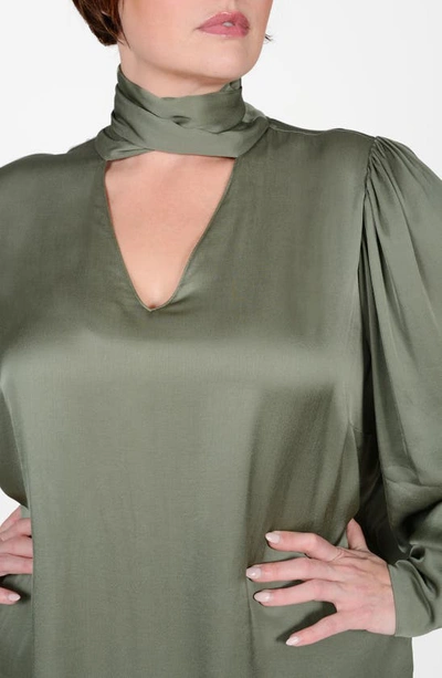 Shop Mayes Nyc Mia Convertible Scarf Neck Blouse In Olive