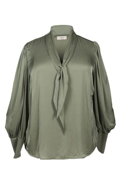 Shop Mayes Nyc Mia Convertible Scarf Neck Blouse In Olive