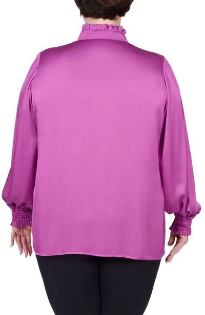 Shop Mayes Nyc Torie Ruffle Collar Satin Blouse In Berry