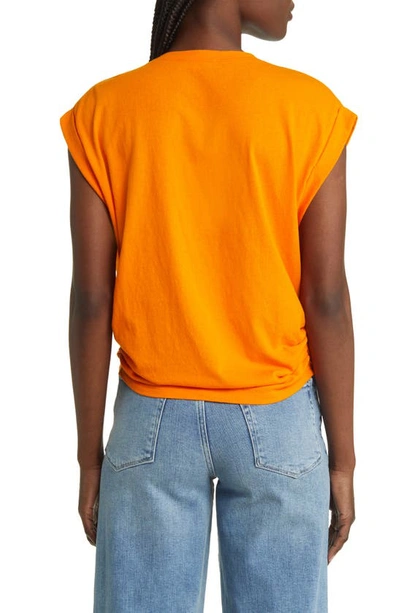 Shop Frame Knotted Roll T-shirt In Nectarine