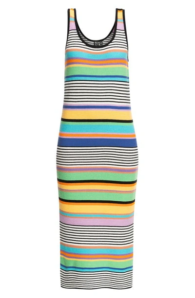 Shop Roxy Sunshine Bouquet Stripe Knit Midi Dress In Anthracite Good Vibrations