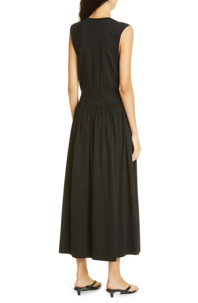 Shop Totême Sleeveless Cotton Midi Dress In Black
