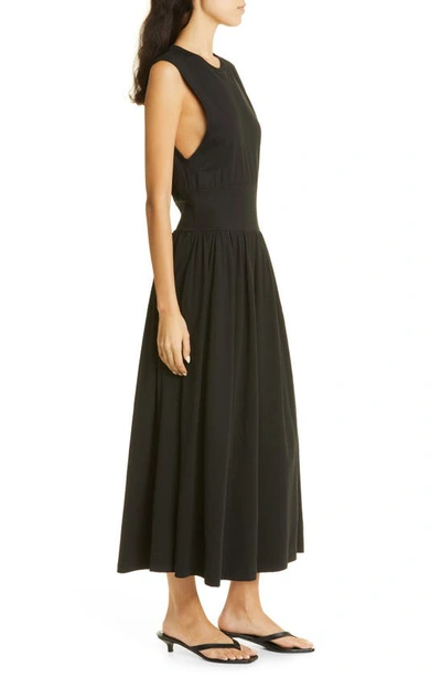 Shop Totême Sleeveless Cotton Midi Dress In Black