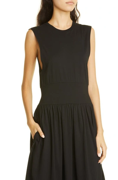 Shop Totême Sleeveless Cotton Midi Dress In Black