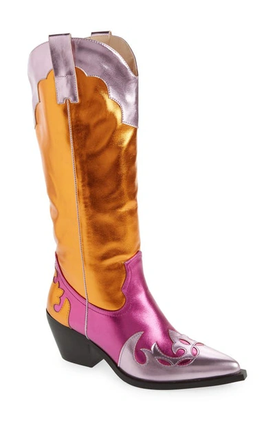 Shop Azalea Wang Hendrix Western Boot In Purple/ Orange Multi