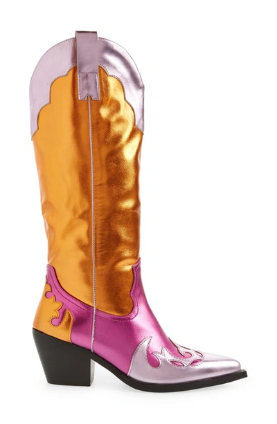 Shop Azalea Wang Hendrix Western Boot In Purple/ Orange Multi