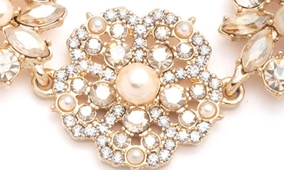 Shop Marchesa Fresh Florals Crystal & Imitation Pearl Bracelet In Gold/ Cgs